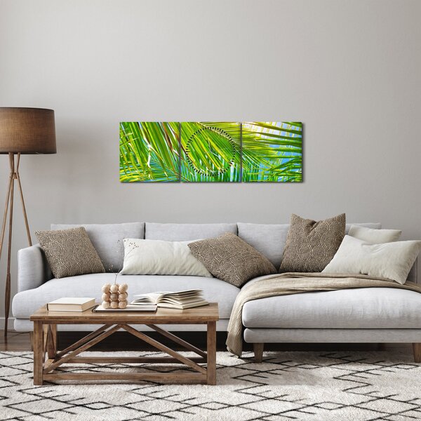 Tablou - Frunze de palmier (cu ceas) (90x30 cm)