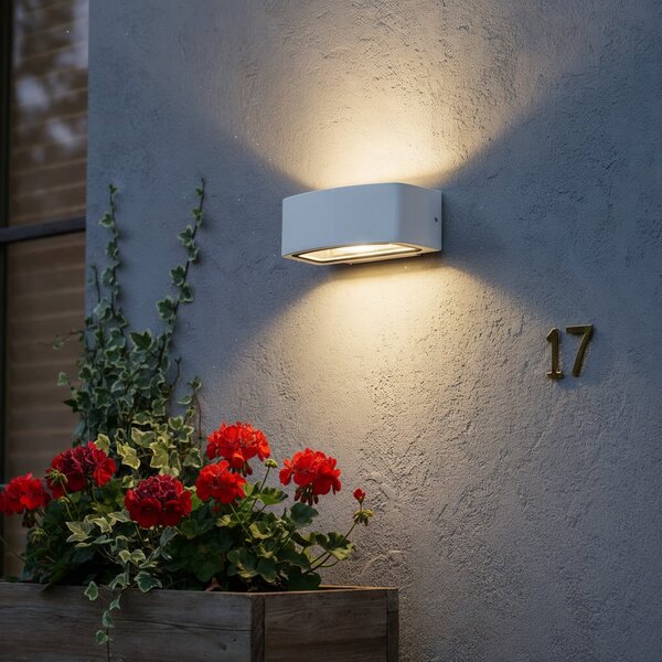 IDEAL LUX Ideal Lux Lampă de exterior Andromeda, alb, lățime 22 cm, aluminiu, reglabil, Alb, Baie, Aluminiu, Modern, Soclu de perete jos