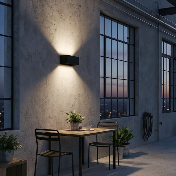 IDEAL LUX Ideal Lux LED pentru exterior Atom, negru, 20 cm, metal, Negru, Metal, Modern, Priză de perete sus / jos