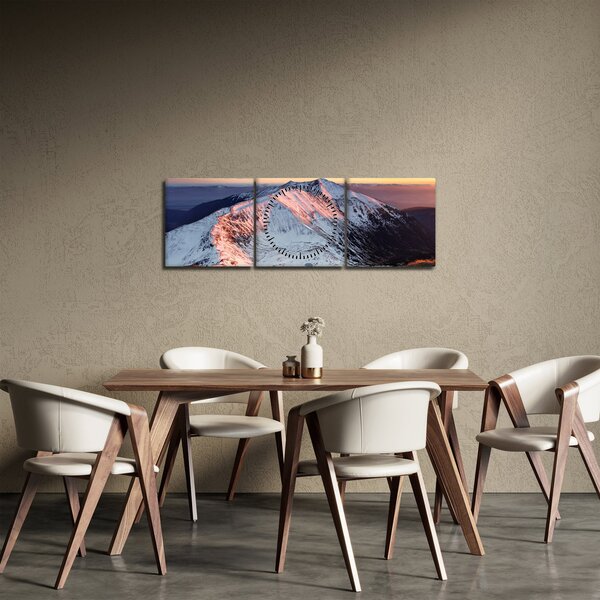 Tablou - Panoramă montană de iarnă II. (cu ceas) (90x30 cm)