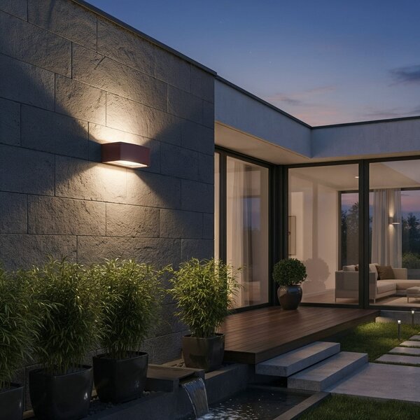 IDEAL LUX Ideal Lux Lampă de exterior Andromeda cafea, lățime 22 cm, aluminiu, reglabil, Maro / Rugină, Baie, Aluminiu, Modern, Soclu de perete jos