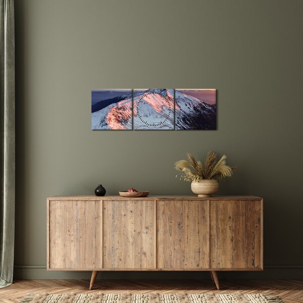 Tablou - Panoramă montană de iarnă II. (cu ceas) (90x30 cm)