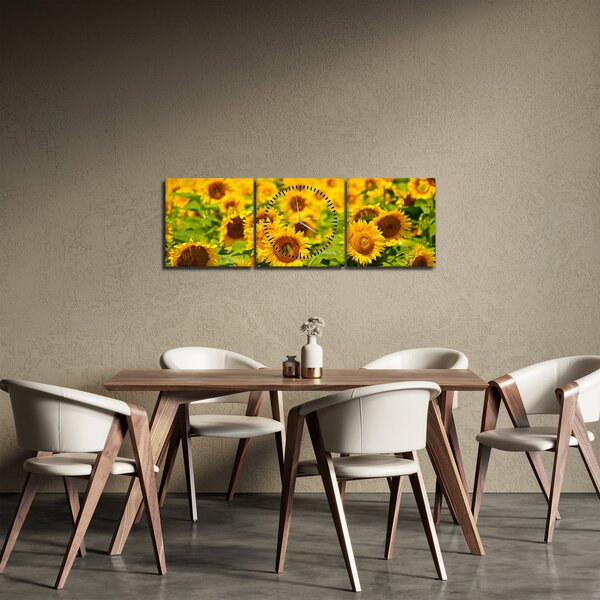 Tablou - Floarea-soarelui (cu ceas) (90x30 cm)