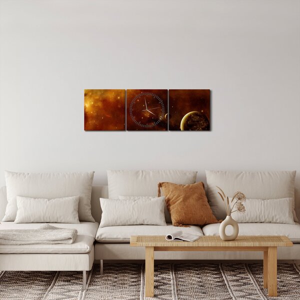Tablou - Planete cu nebuloasă (cu ceas) (90x30 cm)