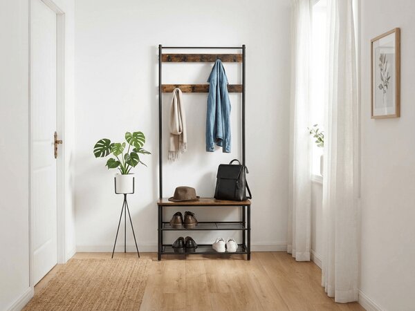 Panou de hol metalic TAYLOR 72x175 cm, negru/maro rustic