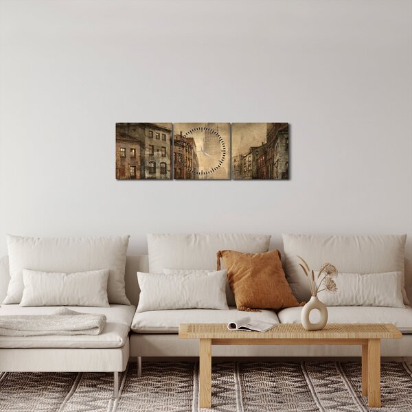 Tablou - Pictura orașului (cu ceas) (90x30 cm)