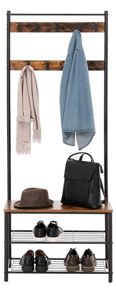 Panou de hol metalic TAYLOR 72x175 cm, negru/maro rustic