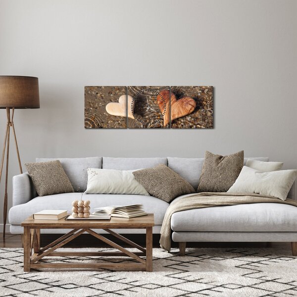 Tablou - Inimile din lemn (cu ceas) (90x30 cm)