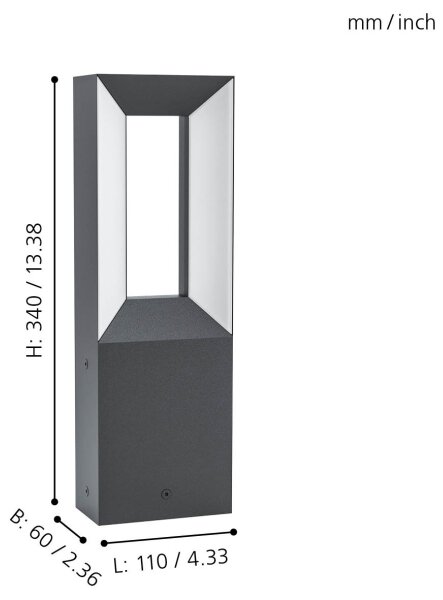 Lampă LED de exterior RIFORANO 2xLED/5W/230V IP44 34 cm Eglo 98727