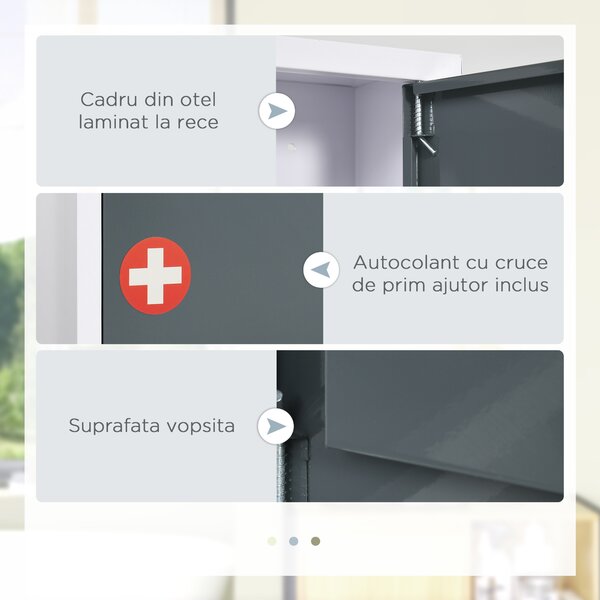 Kleankin Dulap Medicamente pentru Montare pe Perete, cu 3 Nivele, Ideal pentru Baie și Bucătărie, Design Compact și Funcțional | Aosom Romania