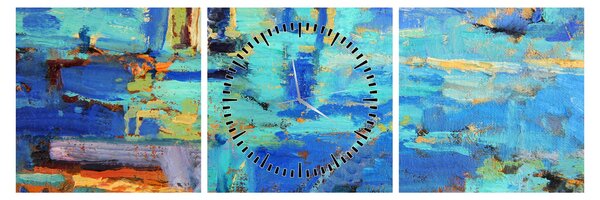 Tablou - pictură abstractă în ulei (cu ceas) (90x30 cm)
