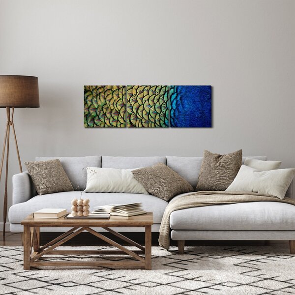 Tablou - Pene de păun (cu ceas) (90x30 cm)