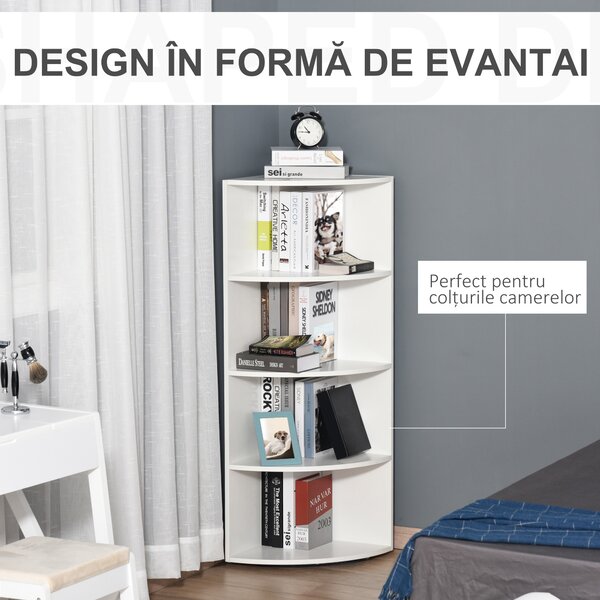 Homcom Dulap Colt cu 4 Rafturi, Design Compact, Alb, 39.5x39.5x120 cm | Aosom Romania