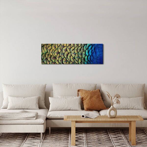 Tablou - Pene de păun (cu ceas) (90x30 cm)