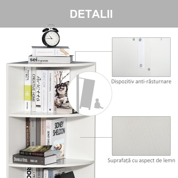 Homcom Dulap Colt cu 4 Rafturi, Design Compact, Alb, 39.5x39.5x120 cm | Aosom Romania