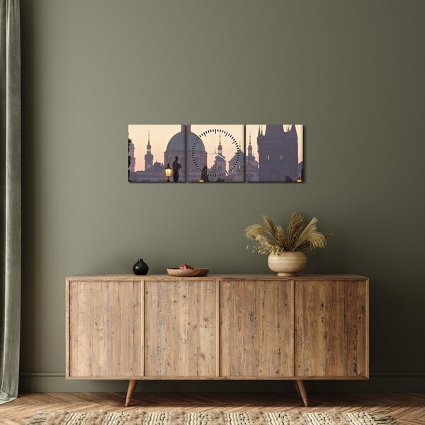 Tablou - Podul Charles (cu ceas) (90x30 cm)