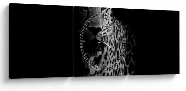 Tablou - Portret de leopard (cu ceas) (90x30 cm)