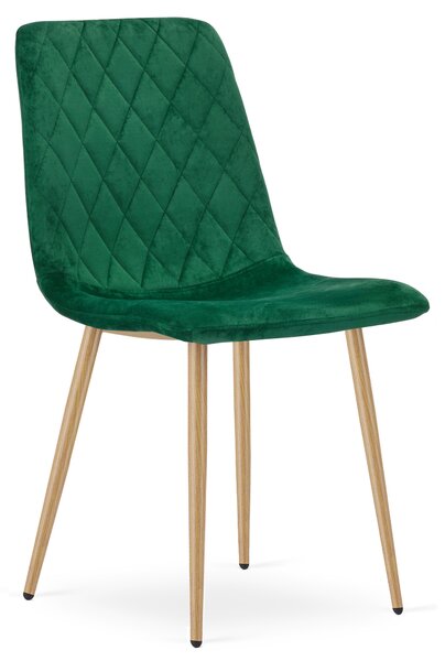 Scaun Bucatarie/Dining Clay Catifea Verde Picioare Metalice Finisaj Lemn