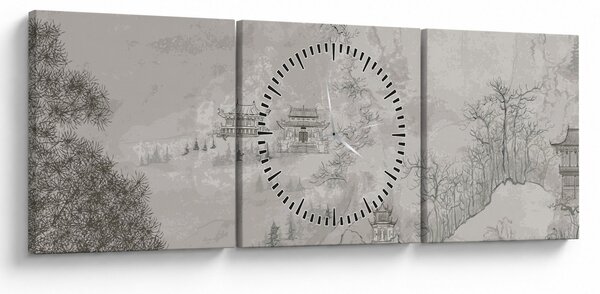 Tablou - Peisaj chinezesc (cu ceas) (90x30 cm)