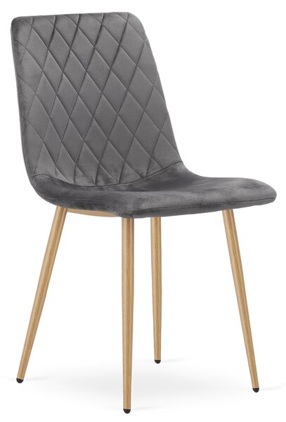 Scaun Bucatarie/Dining Clay Catifea Gri Inchis Picioare Metalice Finisaj Lemn