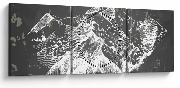 Tablou - Ilustrație de munți (cu ceas) (90x30 cm)