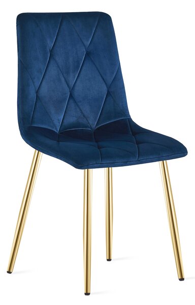 Scaun Bucatarie/Dining Fido Albastru Catifea Picioare Aurii