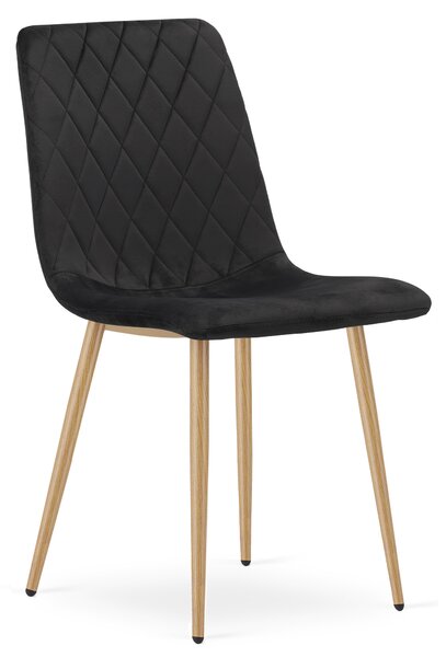Scaun Bucatarie/Dining Clay Negru Catifea Picioare Metalice Finisaj Lemn