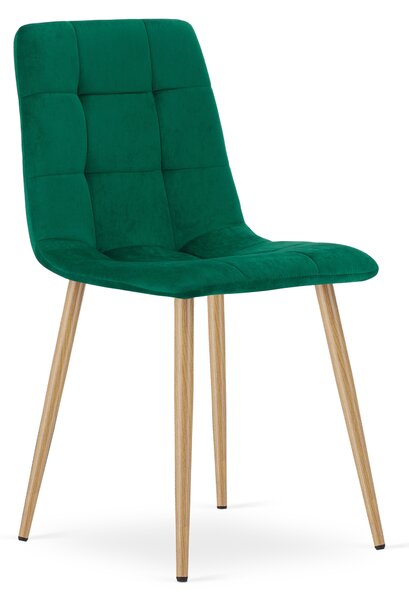 Scaun Bucatarie/Dining Jacob Verde Catifea Picioare Metalice Finisaj Lemn