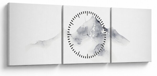 Tablou - Pictură cu cerneală de munți (cu ceas) (90x30 cm)