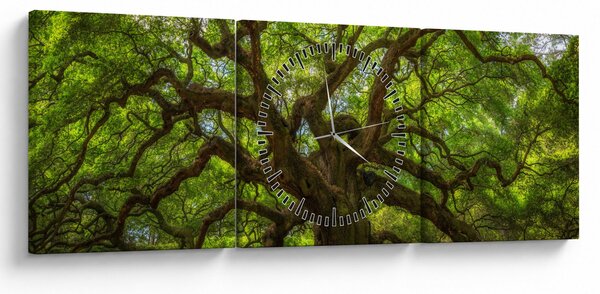 Tablou - Copac verde (cu ceas) (90x30 cm)