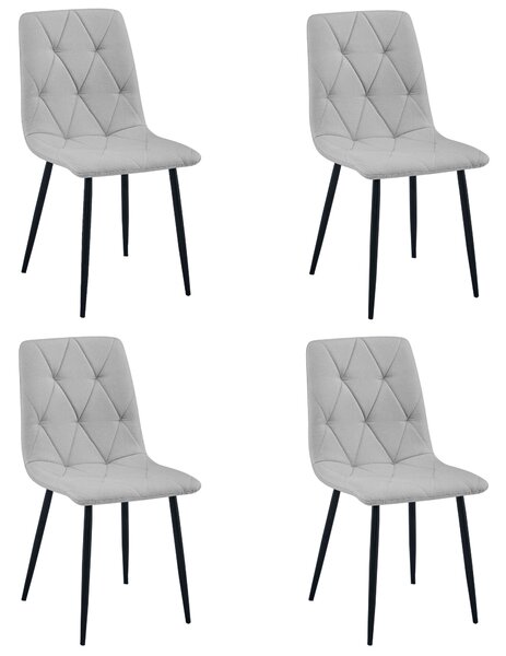 Set 4 Scaune Bucatarie/Dining Fido Material Textil Gri Deschis