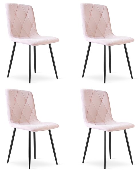 Set 4 Scaune Bucatarie/Dining Fido Catifea Roz Deschis