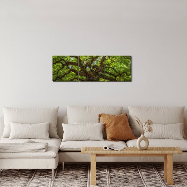 Tablou - Copac verde (cu ceas) (90x30 cm)
