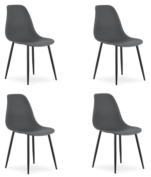 Set 4 Scaune Bucatarie/Dining Velo Plus Gri Inchis