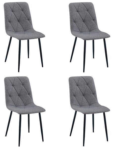 Set 4 Scaune Bucatarie/Dining Fido Material Textil Gri