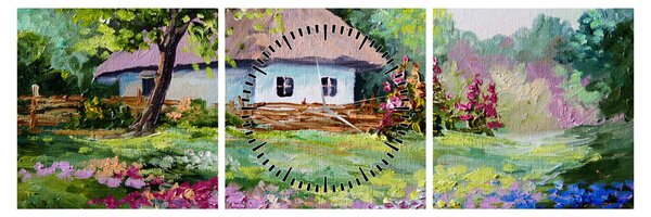 Tablou - Cabană (cu ceas) (90x30 cm)