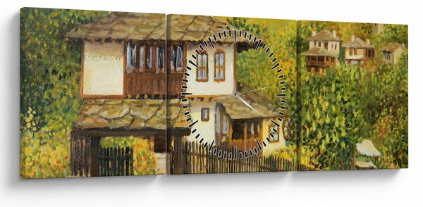 Tablou - Cabane în timpul verii (cu ceas) (90x30 cm)