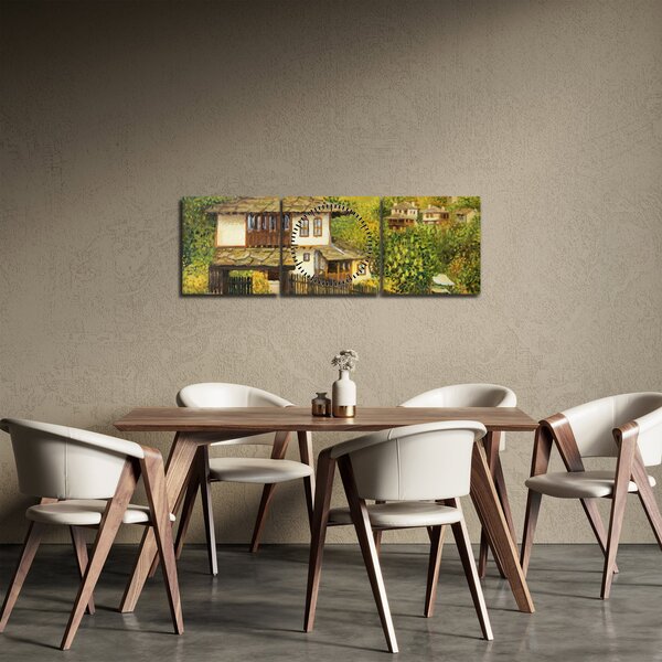 Tablou - Cabane în timpul verii (cu ceas) (90x30 cm)
