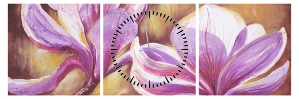 Tablou - Flori de magnolie (cu ceas) (90x30 cm)