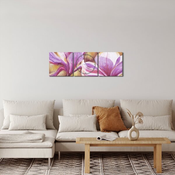 Tablou - Flori de magnolie (cu ceas) (90x30 cm)