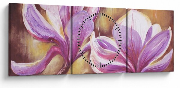 Tablou - Flori de magnolie (cu ceas) (90x30 cm)