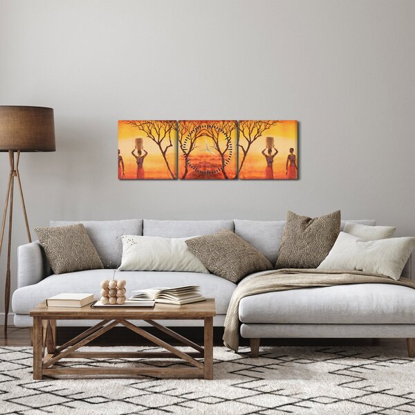 Tablou - Savana africană (cu ceas) (90x30 cm)