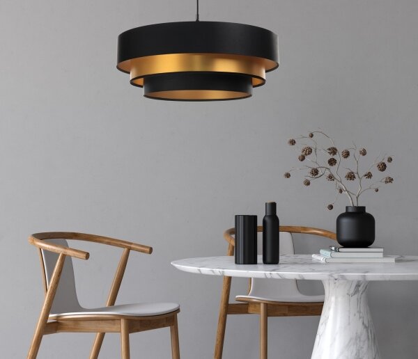 Lustr TRINITI pe cablu 1xE27/60W/230V negru/auriu