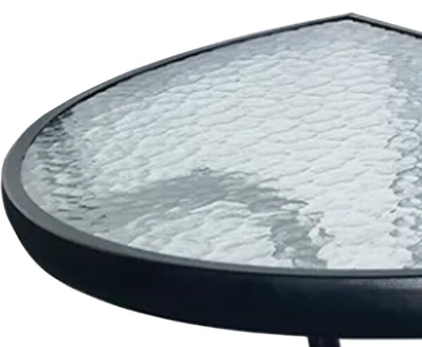 Masa semicirculara de gradina cu blat de sticla ISLAND 70x40 cm, negru