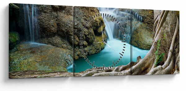 Tablou - Râu cu cascade (cu ceas) (90x30 cm)