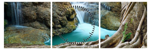 Tablou - Râu cu cascade (cu ceas) (90x30 cm)