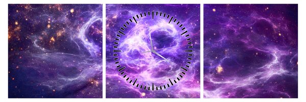 Tablou - Universul violet (cu ceas) (90x30 cm)