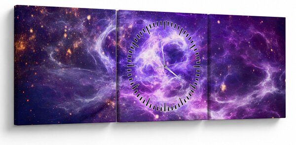 Tablou - Universul violet (cu ceas) (90x30 cm)