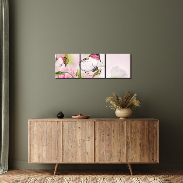 Tablou - Fluturele (cu ceas) (90x30 cm)
