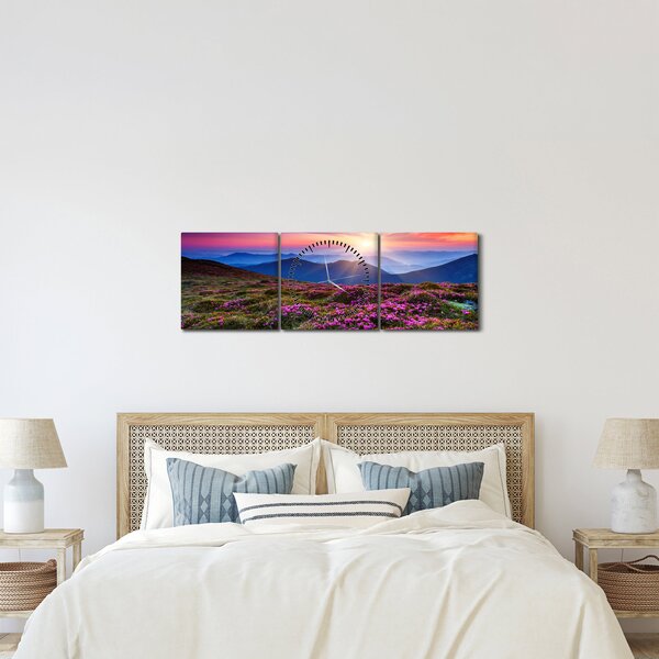 Tablou - Munte înflorit peisaj (cu ceas) (90x30 cm)